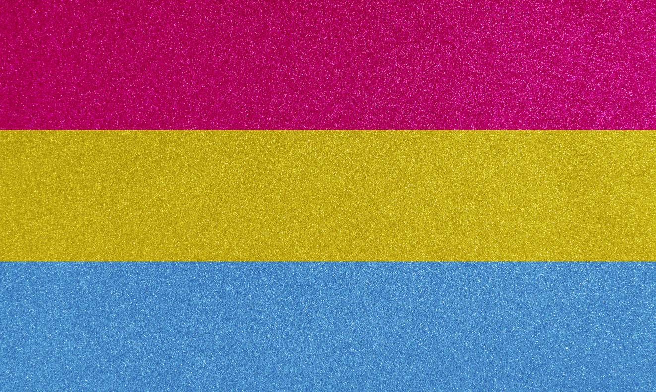 Pansexual pride flag on glitter texture